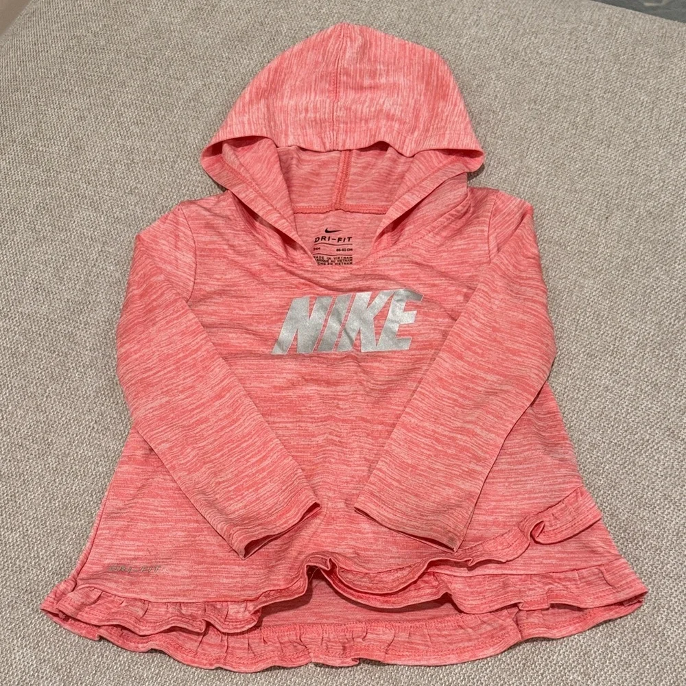 Nike Kids Coral Hoodie with Silver Logo